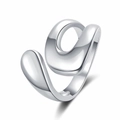 Minimalist irregular smooth silver open ring with abstract streamlined design for women - Adjustable Open / Silver