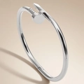 Silver stainless steel nail bracelet with a heart head design in a polished finish - Silver Heart Nail Style (40-B-2)