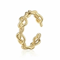 Anello a nodo d'oro minimalista con catena intrecciata lucida e design aperto - Aperto Regolabile / Oro