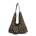 Große Shopper-Tasche mit Leopardenmuster, braunen Henkeln und stylischem Tiermotiv Design - Braun