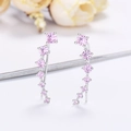 Elegant silver ear climbers with seven gradient pink cubic zirconia stones in curve shape - Platinum Gold - Pink Zirconia