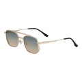 Square metal frame sunglasses with gradient lenses and retro double bridge design - Shiny Gold Frame Green Orange Gradient Lens (C5)