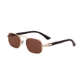 Retro square sunglasses with gold metal frames and brown lenses for men and women - C3 Sand Black Gold Legs Wine Red