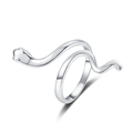 Anello a serpente minimalista in argento con placcatura 18K e finitura lucida - Aperto Regolabile / Oro Bianco