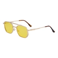 Vintage gold square metal sunglasses with translucent yellow lenses and amber tips - Shiny Gold Frame Night Vision Yellow Lens (C6)