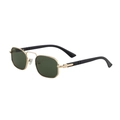 Vintage gold metal square sunglasses with dark green lenses and black temples - C4 Sand Black Gold Legs G15 Green
