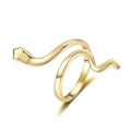 Minimalist snake ring in 18K gold plated finish with polished spiral design - Adjustable Open / Gold