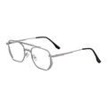 Men's square silver metal sunglasses with retro double bridge and geometric frame - Shiny Gold Frame Light Blue Film Lens (C7)