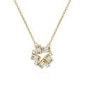 Collier grande roue doré avec pierres en zircon rectangulaires et rondes - Or