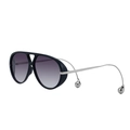 Gafas de sol de aviador con doble puente, montura negra y lentes degradadas púrpuras - Negro Brillante Gris