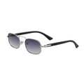 Retro square sunglasses with silver metal frame and purple-grey gradient lenses - C7 Sand Black Silver Legs Gradient Grey