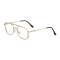 Fashionable golden square metal frame sunglasses with polygon double bridge design - Matte Silver Frame Light Blue Film Lens (C9)