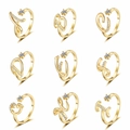 Details verstellbarer goldener Buchstabenringe A-I mit funkelnder Zirkonia-Mikropflasterung - Buchstabe A / Gold