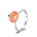 Rotating pumpkin stress relief ring in silver and orange enamel for women - Adjustable Open / White Gold