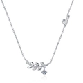 Elegant wheat stalk necklace for women featuring a Mom letter pendant and cubic zirconia - Platinum Color (Mom Letter)