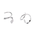 Minimalist silver double-layer spiral hoop earrings for women on white background - White Gold