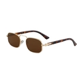 Retro rectangle sunglasses with gold metal frame, brown lenses and tortoiseshell temples - C6 Tortoise Gold Legs Tea