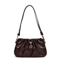 Chic burgundy cloud bag with polished patent leather and elegant pleated details - Rum Red