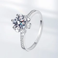 Anello regolabile in argento S925 con moissanite da 1ct e montatura classica a sei griffe - Aperto Regolabile / Zirconia Bianca