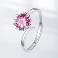 Anello regolabile in argento con una brillante pietra di moissanite rosa da un carato - Aperto Regolabile / Moissanite Rosa