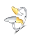 Minimalistischer Schmetterlingsring verstellbar in Silber und Gold Bi-Color Optik - Schmetterling Zweifarbig Offen Verstellbar