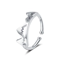 Minimalist adjustable silver mountain peak ring with polished finish on white background - Adjustable Open / White Gold