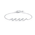 Pulsera ondulada de plata de ley S925 con diamantes brillantes y acabado pulido - Oro Blanco