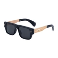 Gafas de sol polarizadas cuadradas 2025 hombre con patillas doradas grabadas y marco negro - Negro Brillante Oro Gris (C1)