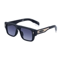 Gafas de sol retro con montura cuadrada negra y cristales violetas degradados - Negro Brillante Degradado Gris (C2)