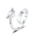 Minimalistischer Fuchs-Ring aus Silber mit mattem Finish und verstellbarem Design - Einstellbar Offen / Weißgold