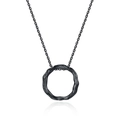 Collier noir minimaliste avec pendentif anneau annuel texturé pour hommes et femmes - Collier Texture Anneau Annuel (Unique)