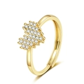 Anello regolabile in oro minimalista con cuori scintillanti in zirconi arcobaleno - Aperto Regolabile / Colore Oro - Zircone Bianco