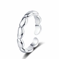 Polierter silberner verstellbarer Ring mit minimalistischem Design aus Bohnengliedern - Einstellbar Offen / Silber
