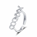 Anillo ajustable de plata de ley S925 con diseño pulido de letras cursivas good - Abierto Ajustable / Estilo "good" / Oro Blanco