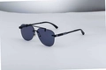 Detailed side view of rimless aviator sunglasses with purple lenses and textured arms - Matte Black Frame Grey Lens (C20)