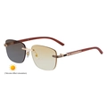 Lunettes de soleil sans monture photochromiques pour homme avec branches en bois luxe - Monture Or Thé Clair Devient Thé (C2)