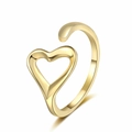 Bague ouverte minimaliste en forme de cœur dorée avec un anneau réglable poli - Or