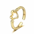 Verstellbarer goldener Herzring mit minimalistischem Hohldesign und Polierung - Einstellbar Offen / Gold