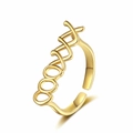 Anillo dorado ajustable con una elegante inscripción cursiva 'Good Luck' grabada - Abierto Ajustable / Estilo "good luck" / Dorado