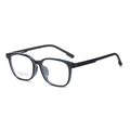 Occhiali quadrati classici grigio traslucido con logo BEAUTY bianco sull'asta laterale - Blu Scuro (C4)