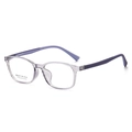 Fashionable square purple transparent optical frames for women from a 45-degree angle view - Transparent Purple