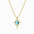 Collier élégant étoile à huit branches avec pierre bleue et accents de zircone - Or