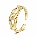 Polished gold minimalist double-layered knot open ring with a sleek interlaced design - Adjustable Open / Gold