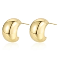 Minimalistische 18K gouden holle C-vormige oorringen met een gepolijste glanzende finish - Goud