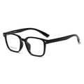 Classic black square optical frames for women in a 45-degree stylish view - Bright Black