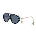 Gafas de sol aviador clásicas con montura negra, lentes gris oscuro y varillas oro - C1 Montura Negra Brillante Lente Gris