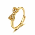 Anello a fiocco dorato con micro-pavé di zirconi cubici e design aperto regolabile - Aperto Regolabile / Oro