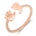 Verstellbarer Ring in Roségold mit Baby-Hand und Fußabdruck in Kordeloptik Design - Einstellbar Offen / Roségold