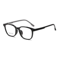 Elegante montatura per occhiali quadrata nera con aste strutturate giuntate in grigio - Nero Lucido (C1)
