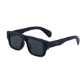 Mattschwarze quadratische Sonnenbrille mit Tribal-Gravuren und grünen Akzenten - Mattschwarz Vollgrau (C4)